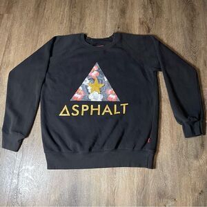 Asphalt Yacht Club Black Pullover Sweatshirt Crewneck Logo Men’s Size XL